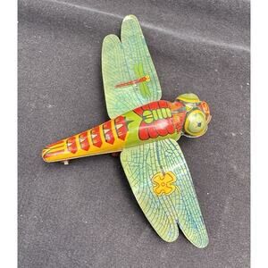 Vintage Tin Toys Push Friction Dragonfly Wheels Flapping Wings Japan Works! -T24